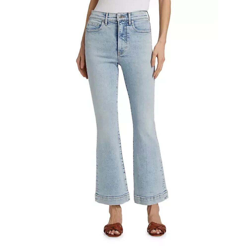 NWT Veronica Beard Carson High-Rise Ankle Flare Jeans Size 31 Pale Stone #3C507